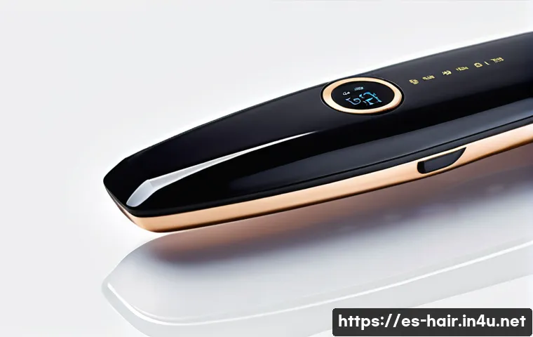멀티 스타일링 가능 고데기 추천 - A sleek, modern multifunctional hair straightener displayed on a clean white surface with digital te...