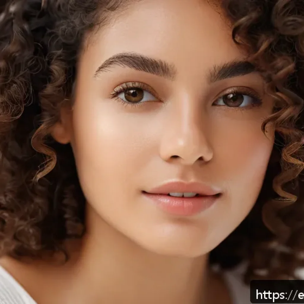 곱슬머리용 헤어 세럼 추천 - A close-up portrait of a young Latina woman with medium-thick, well-defined curly hair styled to sho...