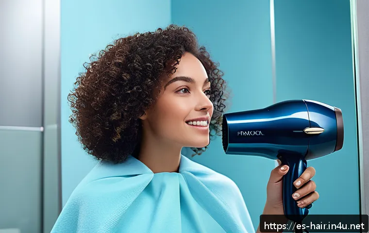 모발 보호 기능 있는 드라이어 추천 - A modern bathroom scene featuring a sleek, ergonomic hairdryer with ceramic and tourmaline coating i...