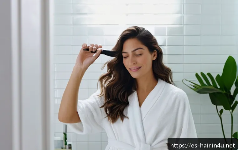 드라이 샴푸와 텍스처라이저 차이 - A modern, stylish Hispanic woman in her late 20s with naturally wavy, medium-length dark brown hair,...